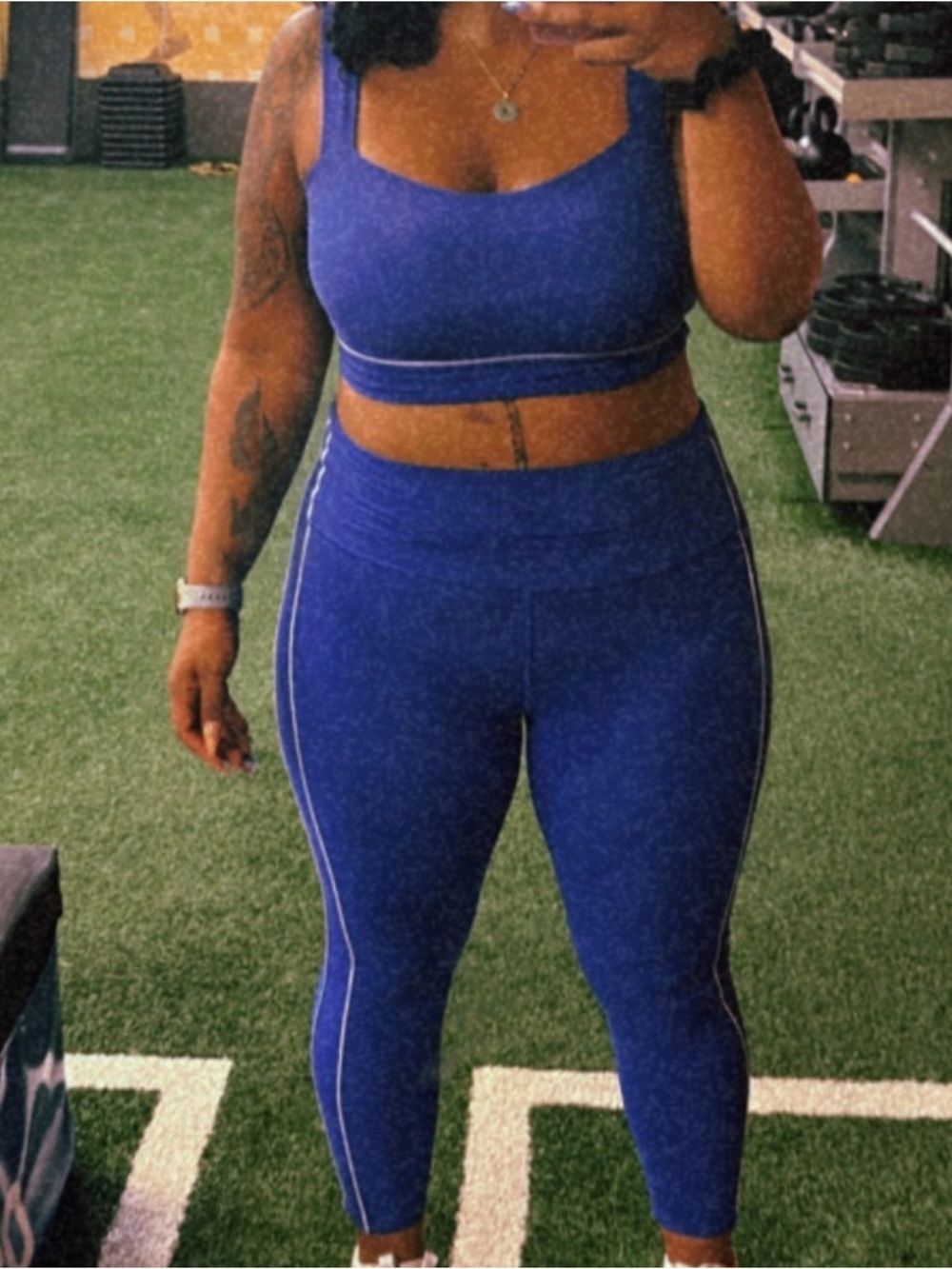 all in motion Women's Blue Leggings and Sports Bra Set